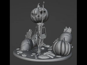 Cartoon Pumpkin Diorama 3D Print Model