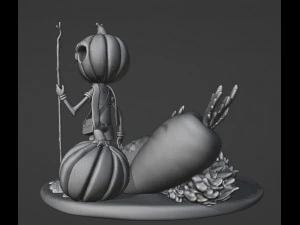 Cartoon Pumpkin Diorama 3D Print Model