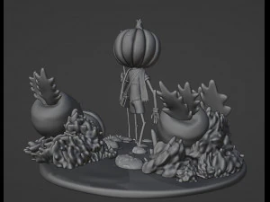 Cartoon Pumpkin Diorama 3D Print Model