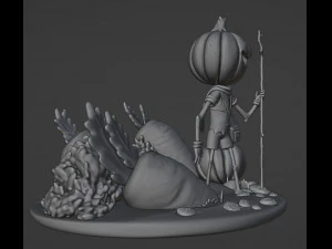 Cartoon Pumpkin Diorama 3D Print Model
