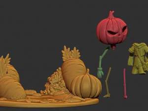 Cartoon Pumpkin Diorama 3D Print Model