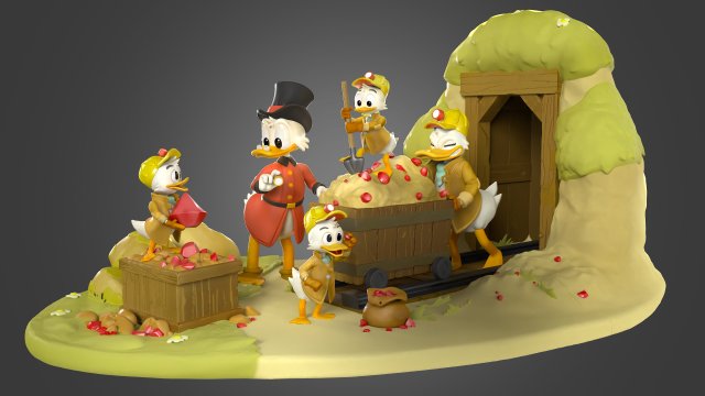 Duck Tales Diorama 3D Принт Модель .c4d .max .obj .3ds .fbx .stl .blend 