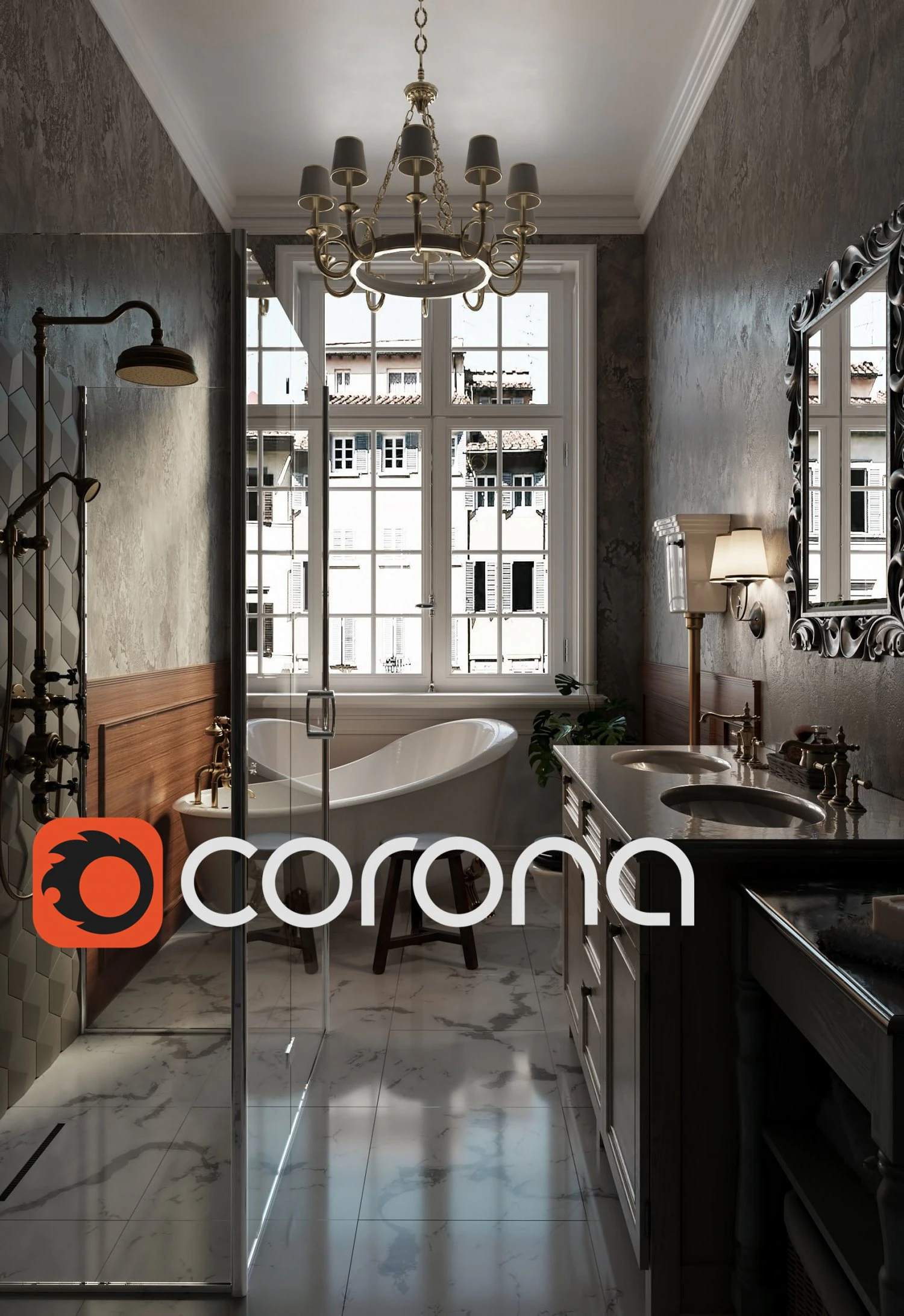 Charming French Country Bathroom Design 3D Model .c4d .max .obj .3ds .fbx .stl .blend 