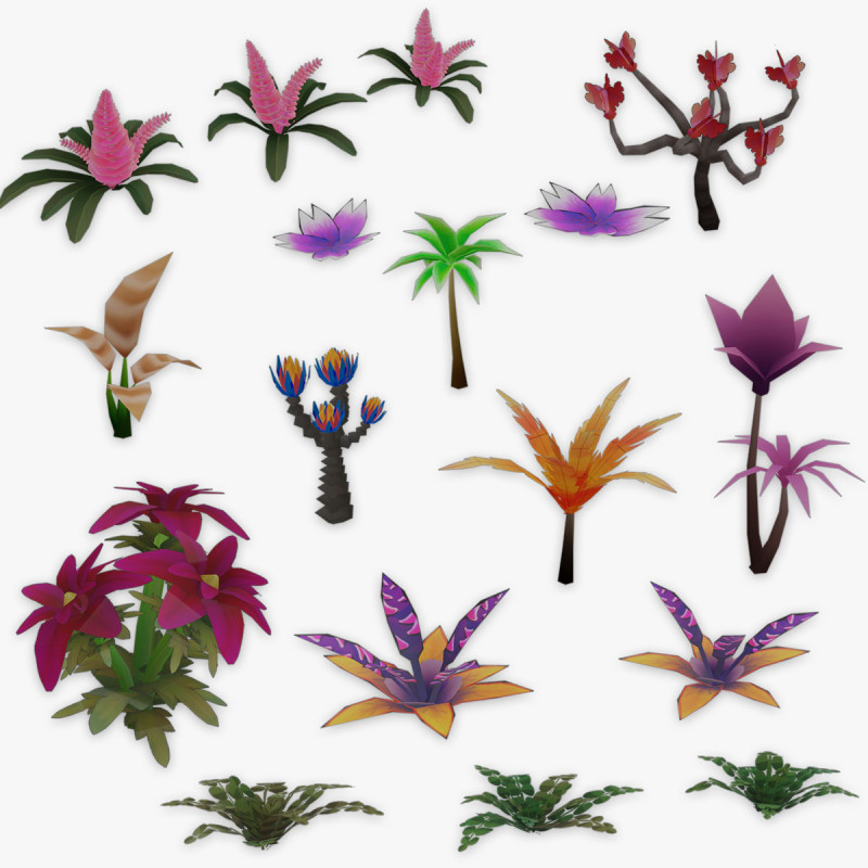 Hand painted Decoration Pack Low-poly 3D Модель .c4d .max .obj .3ds .fbx .stl .blend
