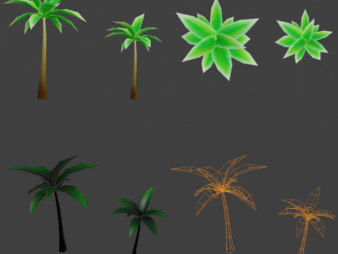 Hand painted Decoration Pack Low-poly 3D Model