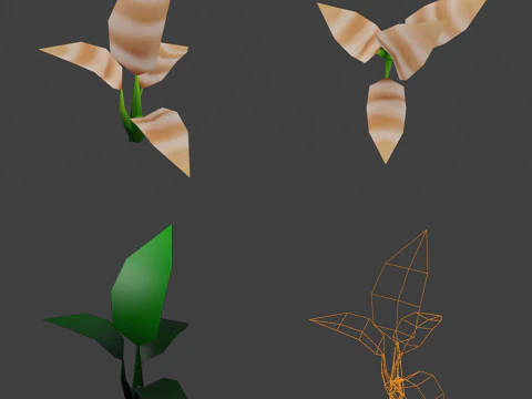 Hand painted Decoration Pack Low-poly 3D Model