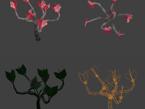 Hand painted Decoration Pack Low-poly 3D Model