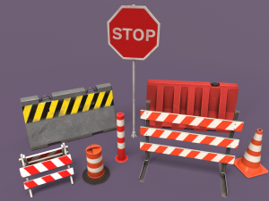 LowPoly Traffic Objects Pack 3D मॉडल