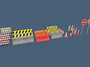 LowPoly Traffic Objects Pack 3D Model