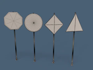 LowPoly Traffic Objects Pack 3D Model