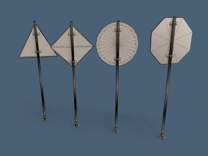 LowPoly Traffic Objects Pack 3D Model