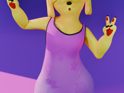 Isabelle Anthro Dog-Girl 3D Model