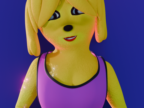 Isabelle Anthro Dog-Girl 3D Model