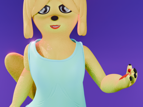 Isabelle Anthro Dog-Girl 3D Model