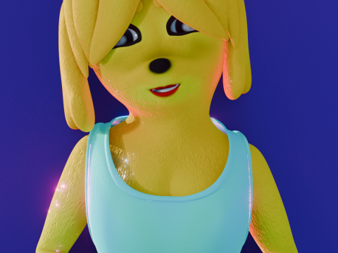 Isabelle Anthro Dog-Girl 3D Model