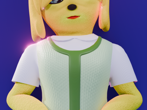 Isabelle Anthro Dog-Girl 3D Model