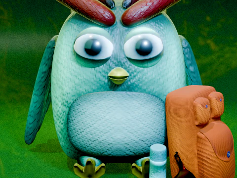 Лимон Сова-исследователь Низкополигональная 3D Модель