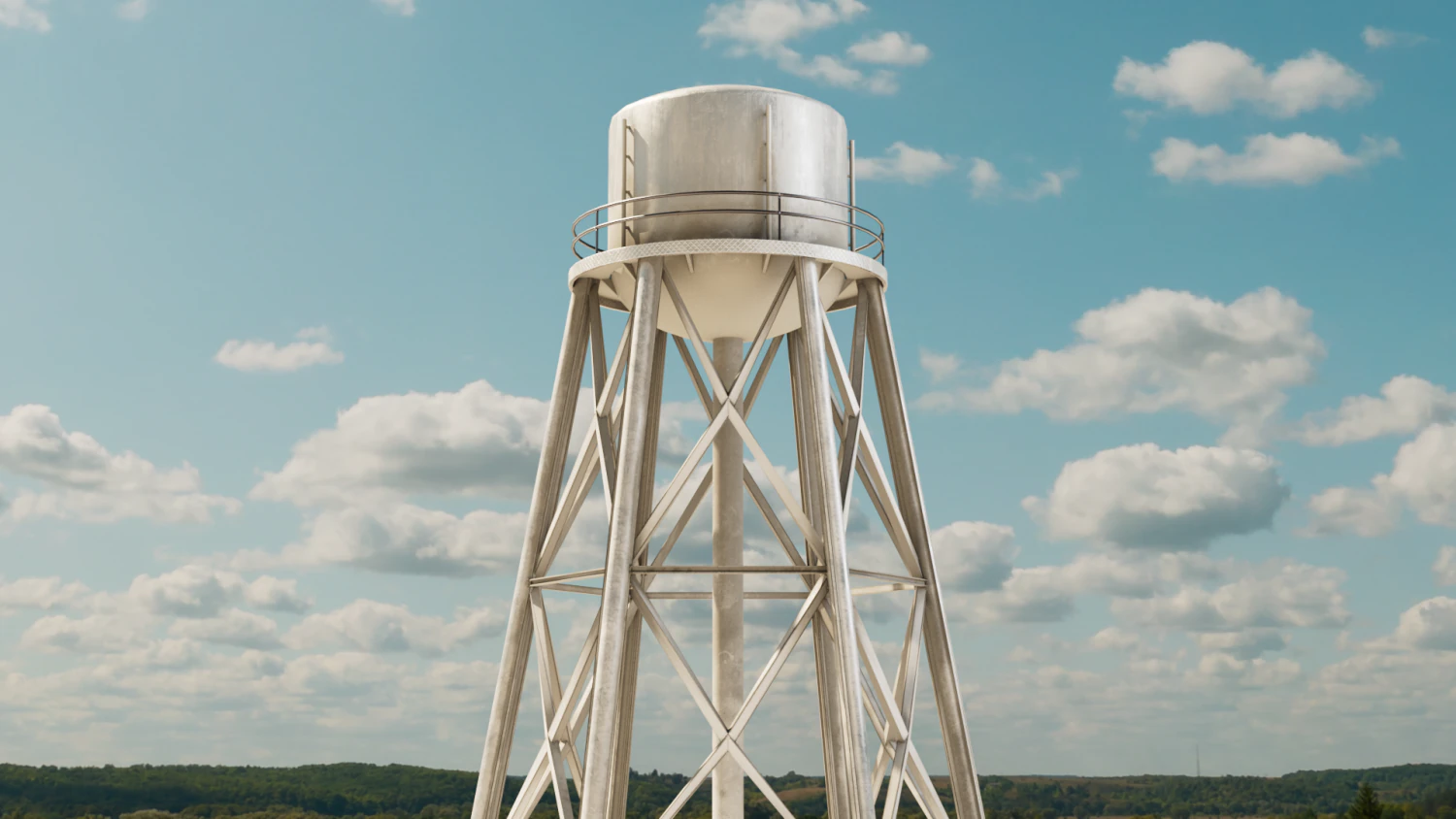 Water Tower Tank Low Poly Low-poly 3D Model .c4d .max .obj .3ds .fbx .stl .blend 