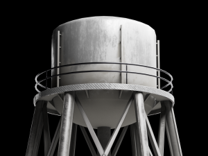 Water Tower Tank Low Poly Low-poly Model 3D