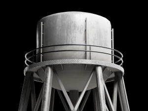Water Tower Tank Low Poly Low-poly 3D Model