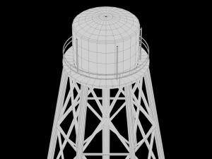 Water Tower Tank Low Poly Low-poly 3D Model