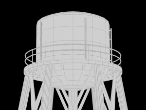 Water Tower Tank Low Poly Low-poly 3D Model