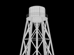 Water Tower Tank Low Poly Low-poly 3D Model