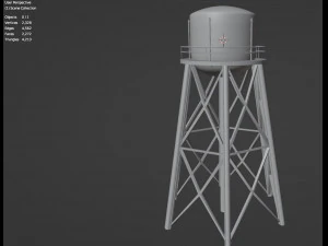 Water Tower Tank Low Poly Low-poly 3D Model