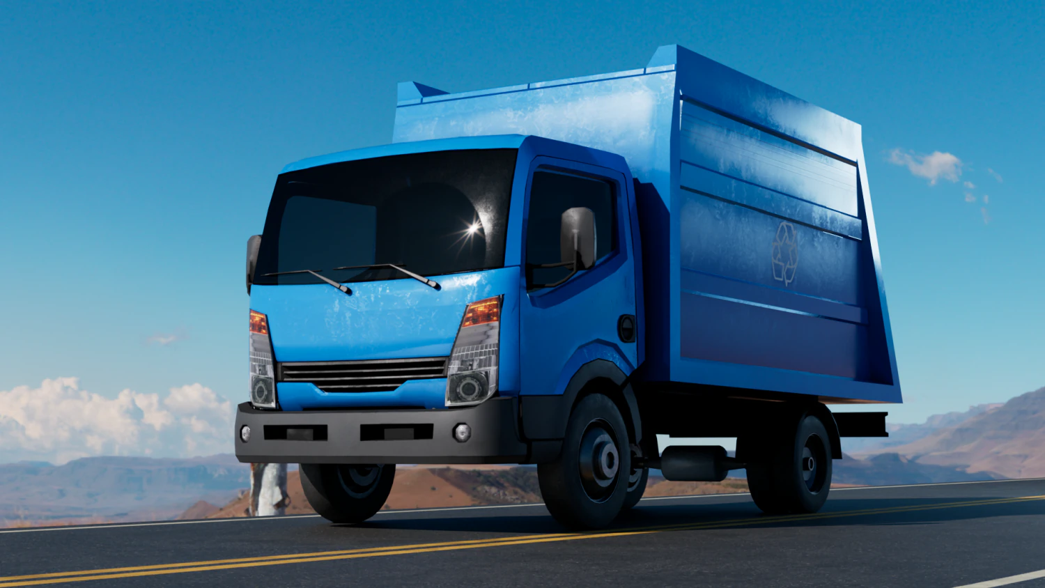 Recycle Truck Waste Car Low Poly Low-poly 3D Model .c4d .max .obj .3ds .fbx .stl .blend