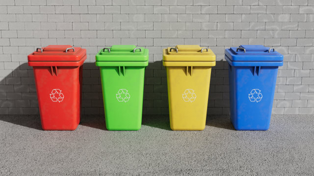 Recycle Trash Garbage Cans Low Poly 3D Low-poly 3D-Modell .c4d .max .obj .3ds .fbx .stl .blend 