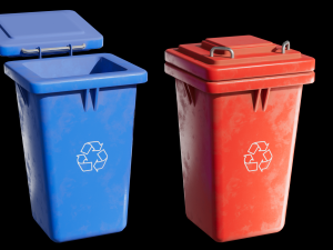 Recycle Trash Garbage Cans Low Poly 3D Low-poly 3D-Modell