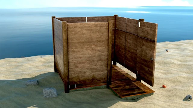 Cabine de vestir Vestiário Barraca de praia Low-poly Modelo 3D .c4d .max .obj .3ds .fbx .stl .blend