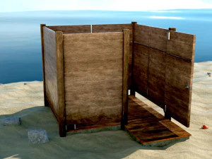 Ruang ganti Ruang ganti Tenda kabin pantai Poli rendah Model 3D