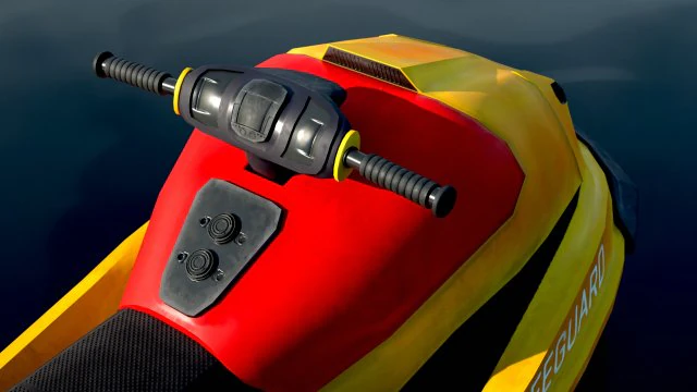 Scooter de &aacute;gua de esqui a jato de resgate Aquabike Hydrocycle Jet boat Low-poly Modelo 3D .c4d .max .obj .3ds .fbx .stl .blend 