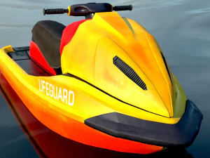 Scooter de &aacute;gua de esqui a jato de resgate Aquabike Hydrocycle Jet boat Low-poly Modelo 3D