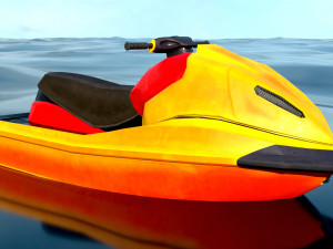 Rescue Jet Ski Water scooter Aquabike Hydrocycle Jet boat Low-poly Model 3D