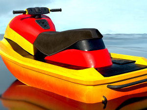 Rescue Jet Ski Water scooter Aquabike Hydrocycle Jet boat Low-poly Model 3D