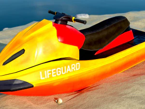 Scooter de &aacute;gua de esqui a jato de resgate Aquabike Hydrocycle Jet boat Low-poly Modelo 3D