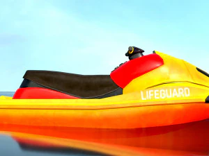 Scooter de &aacute;gua de esqui a jato de resgate Aquabike Hydrocycle Jet boat Low-poly Modelo 3D