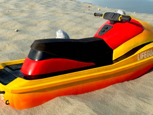 Scooter de &aacute;gua de esqui a jato de resgate Aquabike Hydrocycle Jet boat Low-poly Modelo 3D