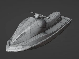 Scooter de &aacute;gua de esqui a jato de resgate Aquabike Hydrocycle Jet boat Low-poly Modelo 3D