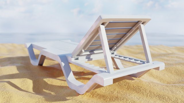 Sun lounger Deck chair Resting beach bed Low poly 3D