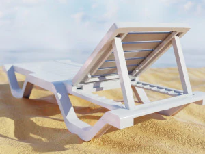 Kursi berjemur Kursi dek Tempat tidur pantai untuk istirahat Poli rendah Model 3D