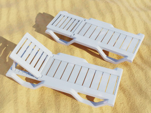 Sun lounger Deck chair Resting beach bed Low-poly 3D 모델