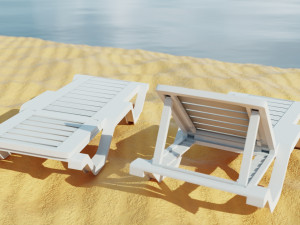 Sun lounger Deck chair Resting beach bed Low-poly 3D 모델