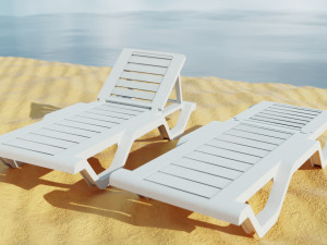 Sun lounger Deck chair Resting beach bed Low-poly 3D 모델