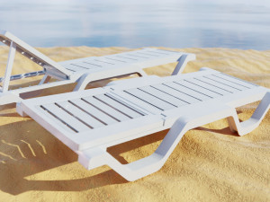 Sun lounger Deck chair Resting beach bed Low-poly 3D 모델