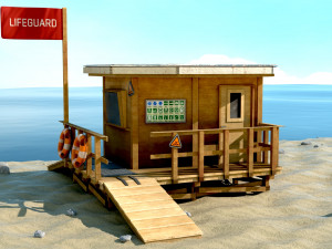 Lifestation post Lifeguard station Beach safety Low-poly 3D मॉडल