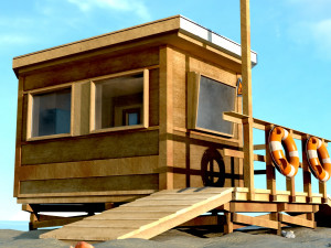 Lifestation post Lifeguard station Beach safety Low-poly 3D Model