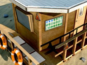 Lifestation post Lifeguard station Beach safety Low-poly 3D Model